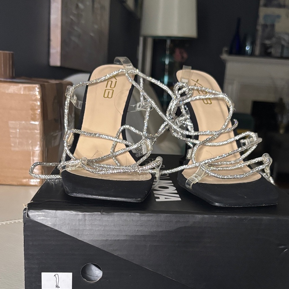 Fashion Nova Silver Strappy Heels